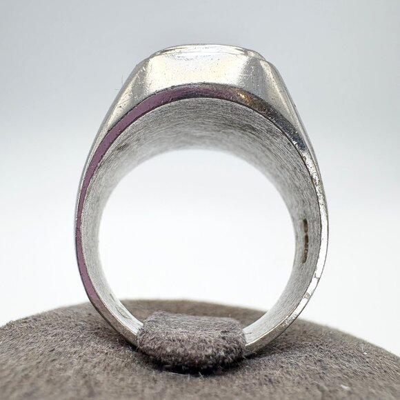 VTG Sterling Silver 925 Black Onyx Tapered Band Statement RIng Size 8.75 - Picture 4 of 10